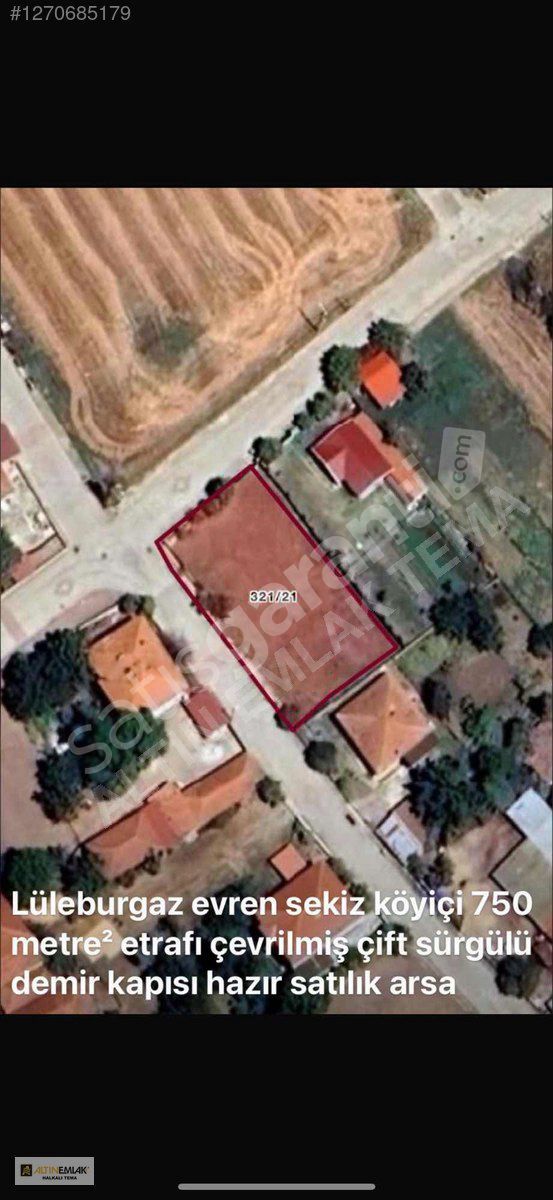 LÜLEBURGAZ EVREN SEKİZ KÖY İÇİNDE 750m2 İMARLI SATILIK ARSA