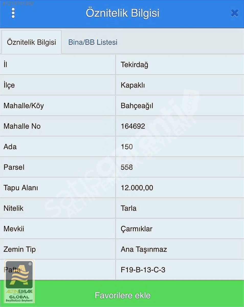 TEKİRDAĞ KAPAKLI BAHÇEAĞIL MEVKİİNDE TEK TAPU 12 DÖNÜM TARLA