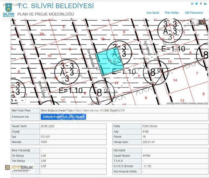 SİLİVRİ YENİ MAHALLEDE SATILIK ARSA 3.750.000 TL