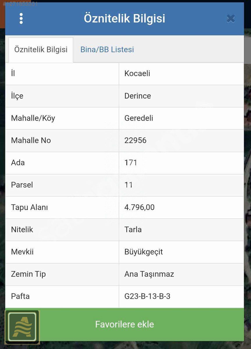 DERİNCE GEREDE SATILIK İMARLI ARSA