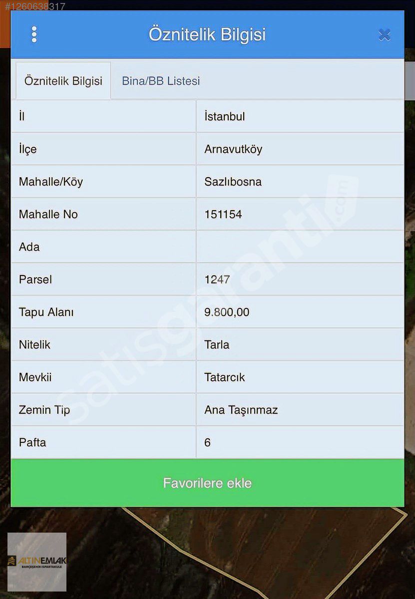 **Arnavutlöy Sazlıbosna Kanal İstanbul'da 545m2 Satılık Tarla**