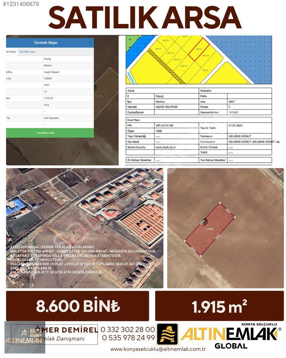 ATAŞEHİR'DE VİLLA İMARLI SATILIK 1915 M2 ARSA