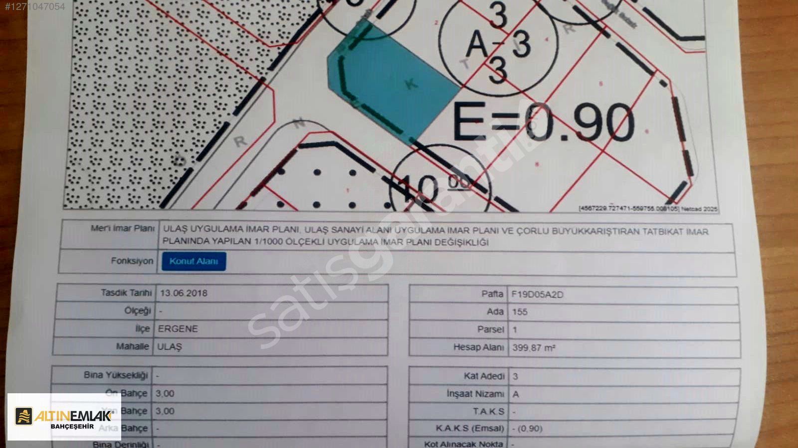 Ergene Ulaş Belediye'sinin Karşısında, Civarında Satılık Arsalar