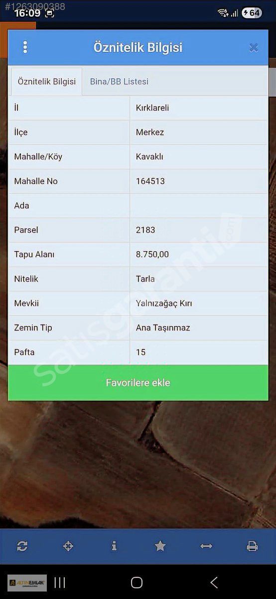 Kırklareli Kavaklıda Yatırımlık Konumda Satılık Tarla!