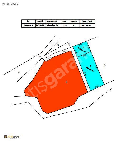 ÇATALCA ÇİFLKKÖYDE 982M2 SATILIK ÇAPLI TARLA