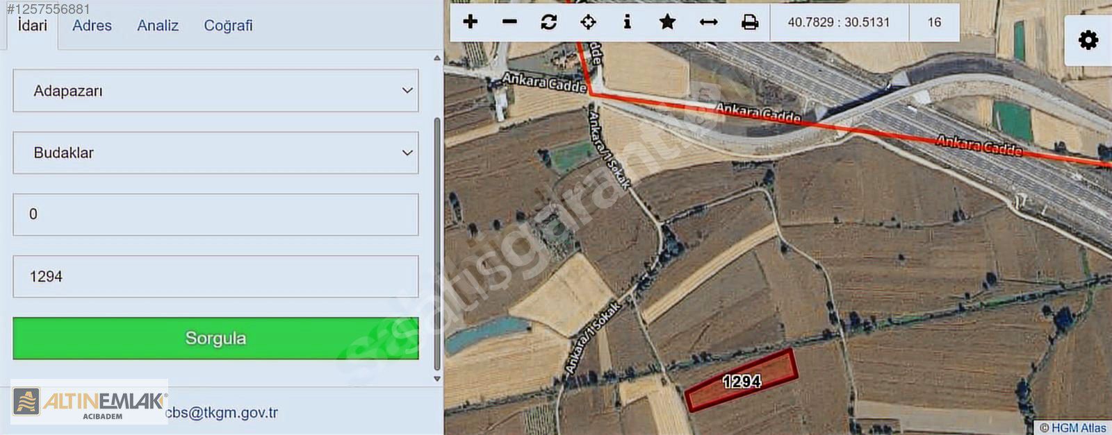 Adapazarı Budaklar'da Kuzey Marmara'nın dibinde 5500 m2 tarla