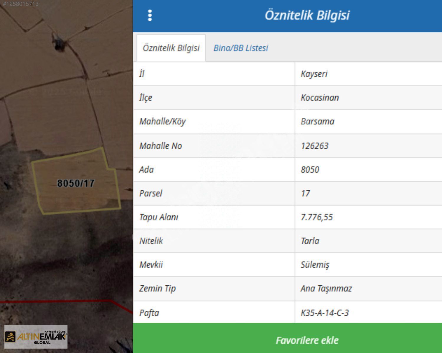 ERCİYES OSB'YE SINIR 7776 M2 SATILIK TARLA