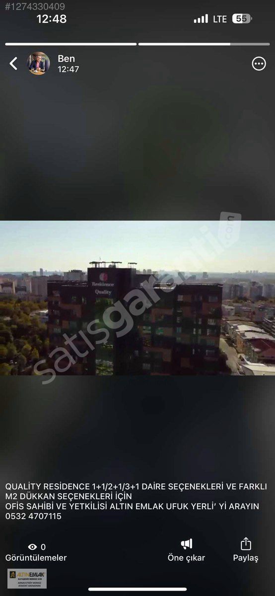 Quality Residence'da 224m2 ,10.kat,3,5+1,Boş,Vatandaşlığa Uygun
