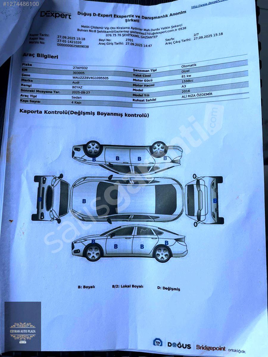 CEYRAN AUTO PLAZA DAN 2016 MODEL 1.6 DİZEL OTOMATİK A 3