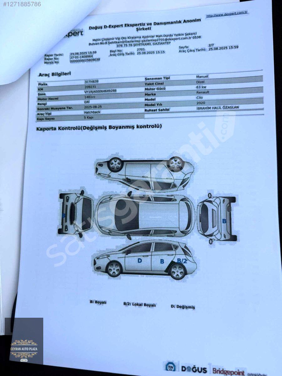 CEYRAN AUTO PLAZA DAN 2020 MODEL ÇOK TEMİZ 1,5 DİZEL CLİO