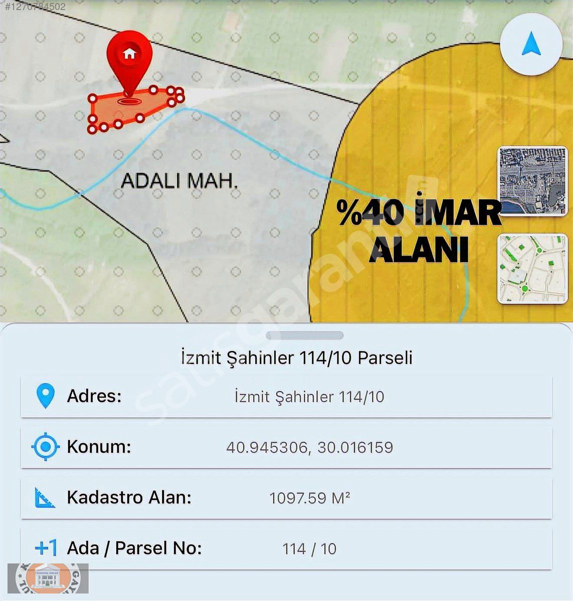 İZMİT ŞAHİNLER KÖYÜNDE, YERLEŞİM İÇİNDE 1.097m2 YOLLU EV YERİ