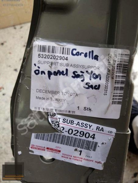 TOYOTA COROLLA 2019/22 ÖN PANEL SAĞ YAN SACI SIFIR ORİJİNAL
