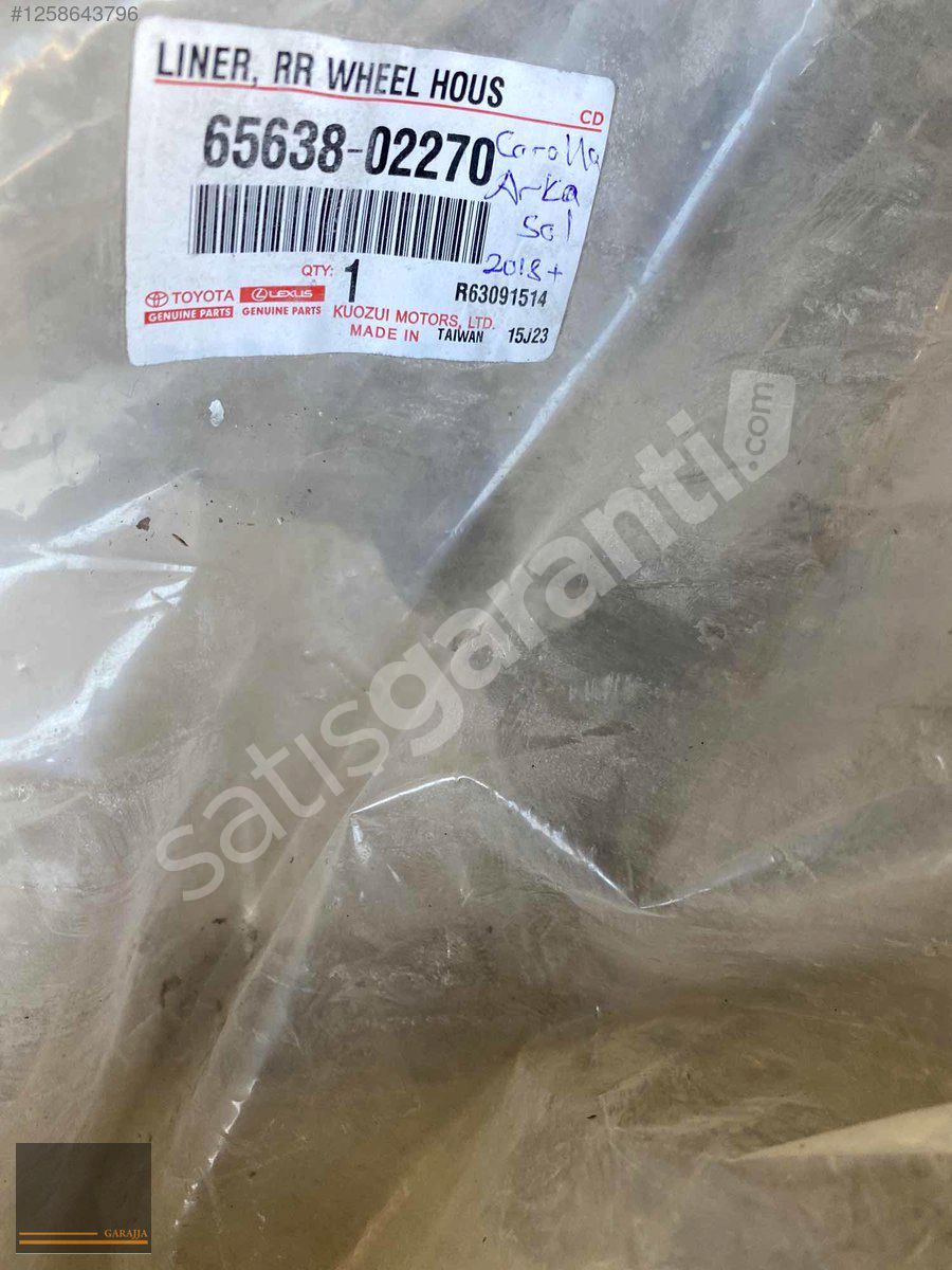TOYOTA COROLLA 2019/23 SIFIR ARKA SOL ÇAMURLUK DAVLUMBAZI