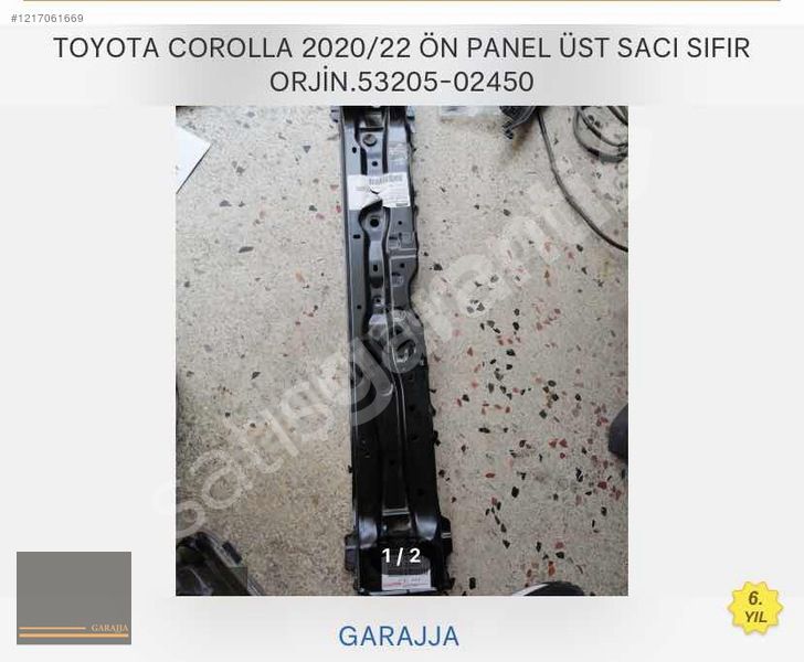 TOYOTA COROLLA 2020/22 ÖN PANEL ÜST SACI SIFIR ORİJİNAL
