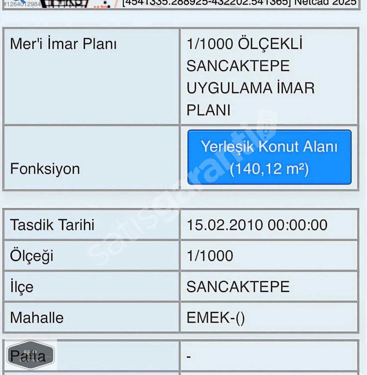SANCKTEPE İLHAN VARANK HAS.ORDU yakın SATILIK 150m2 ARSA BACİK