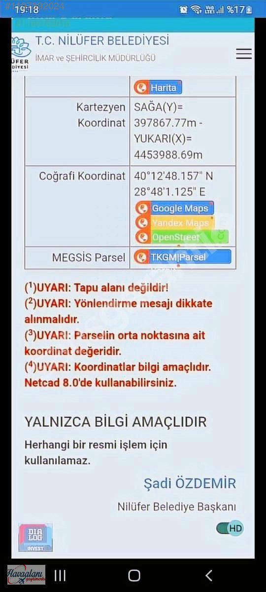 BURSA NİLÜFER HASANAĞADA TİCARİ İMARLI PİYASANIN ÇOK ALTINDA