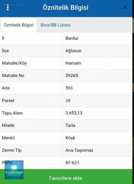 BURDUR AĞLASUN'DA SATILIK TARLA