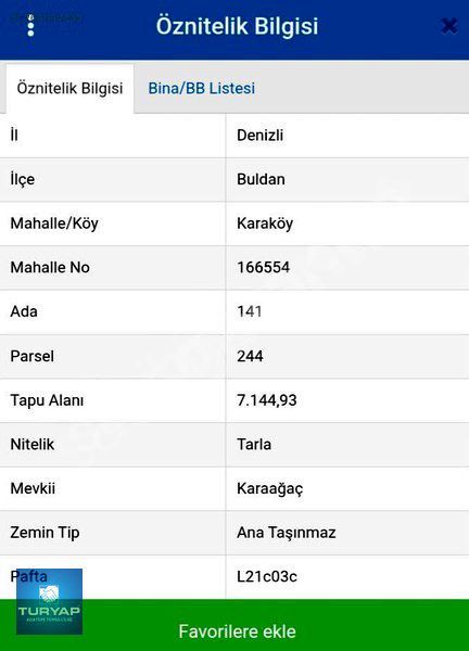 Denizli Buldan Karaköy de Satılık Tarla
