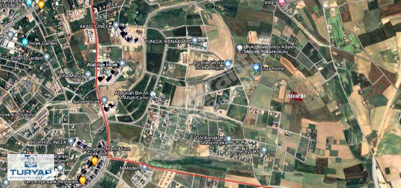 İNCEK KIZILCAŞARDA 3.586 m2 TEK TAPU SATILIK VİLLA PARSELİ