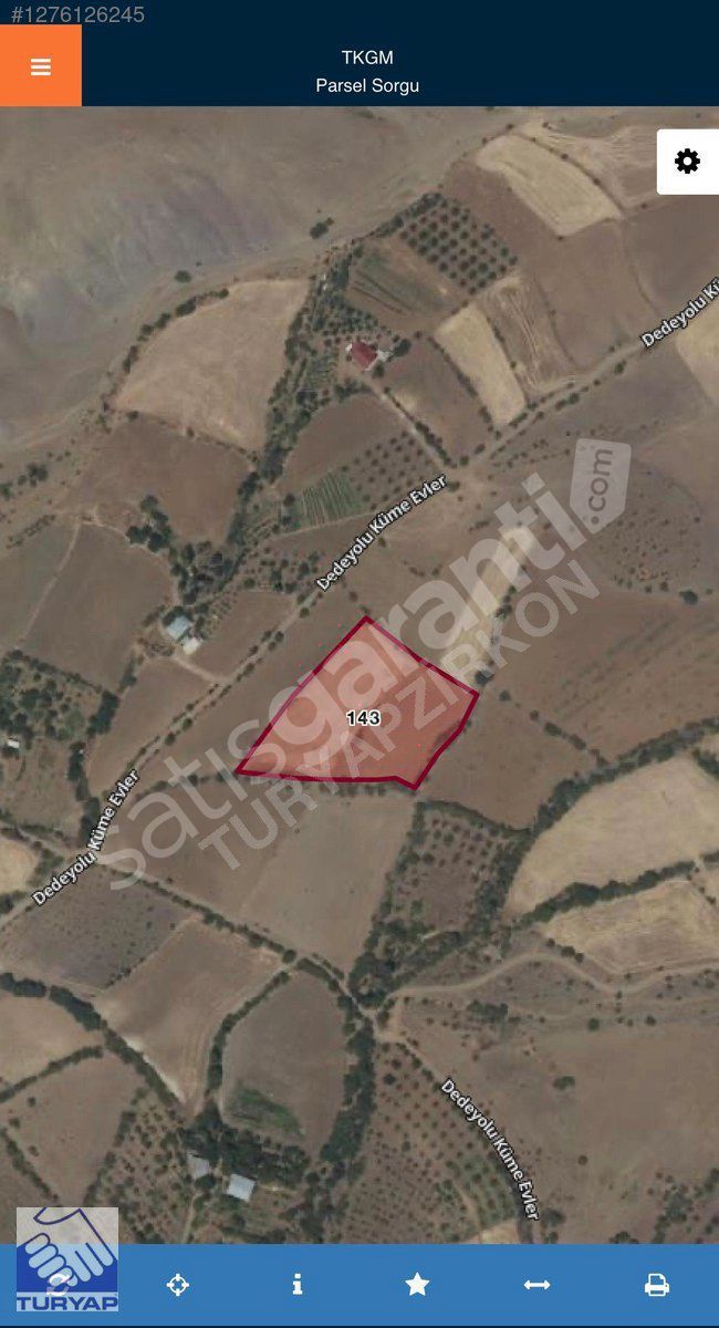 Turyap' tan Dedeyolu Köyü, 7.300 m2, Tek Parça Sulu Tarla ...