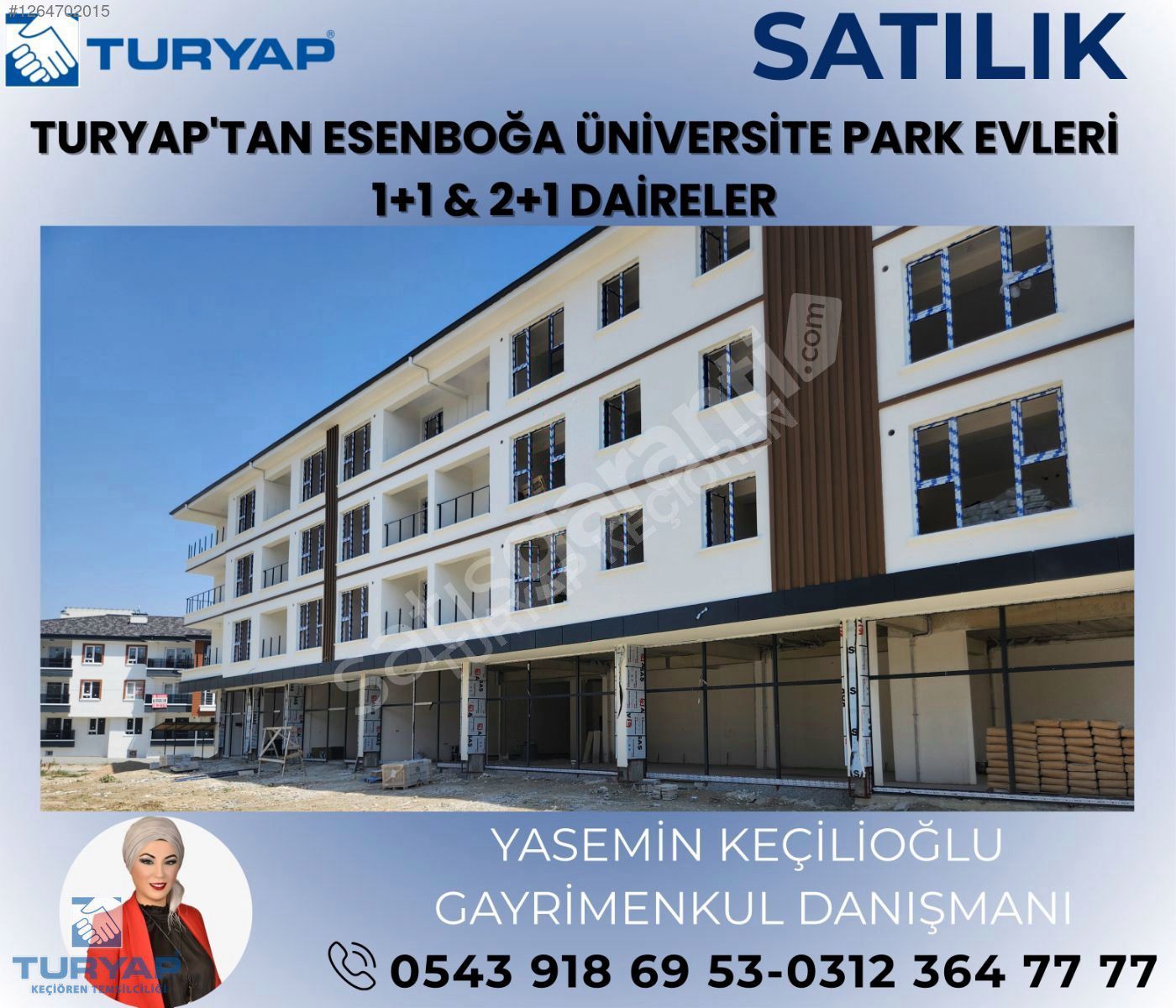 TURYAP'TAN ESENBOĞA ÜNİVERSİTE PARK EVLERİNDE 1+1 SATILIK DAİRE