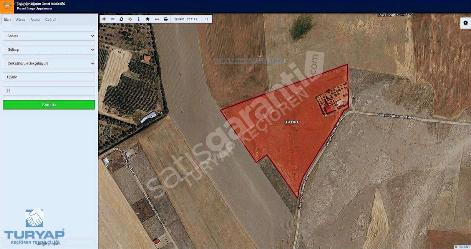 GÖLBAŞI ÇERKEZHÖYÜK'DE 4.789 M² HİSSELİ TARLA TURYAP'TAN