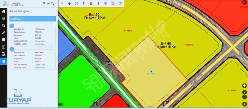 TURYAP'TAN BAĞLUM MAH KARŞIKAYA 402 M2 16 KAT İMARLI ARSA