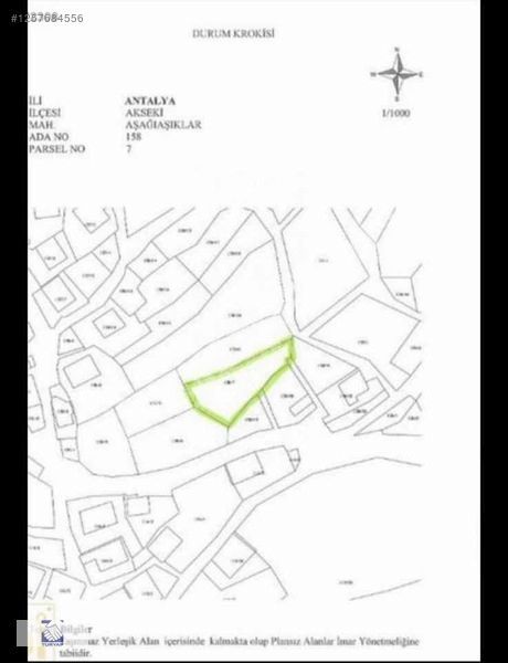 Akseki de köy içinde satılık arsa