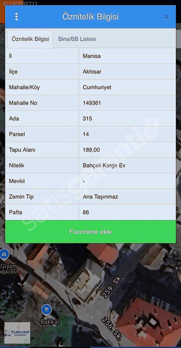 HAVUZLU KAHVELERE ÇOK YAKIN KONUMDA BULUNAN 188 M2 ARSA