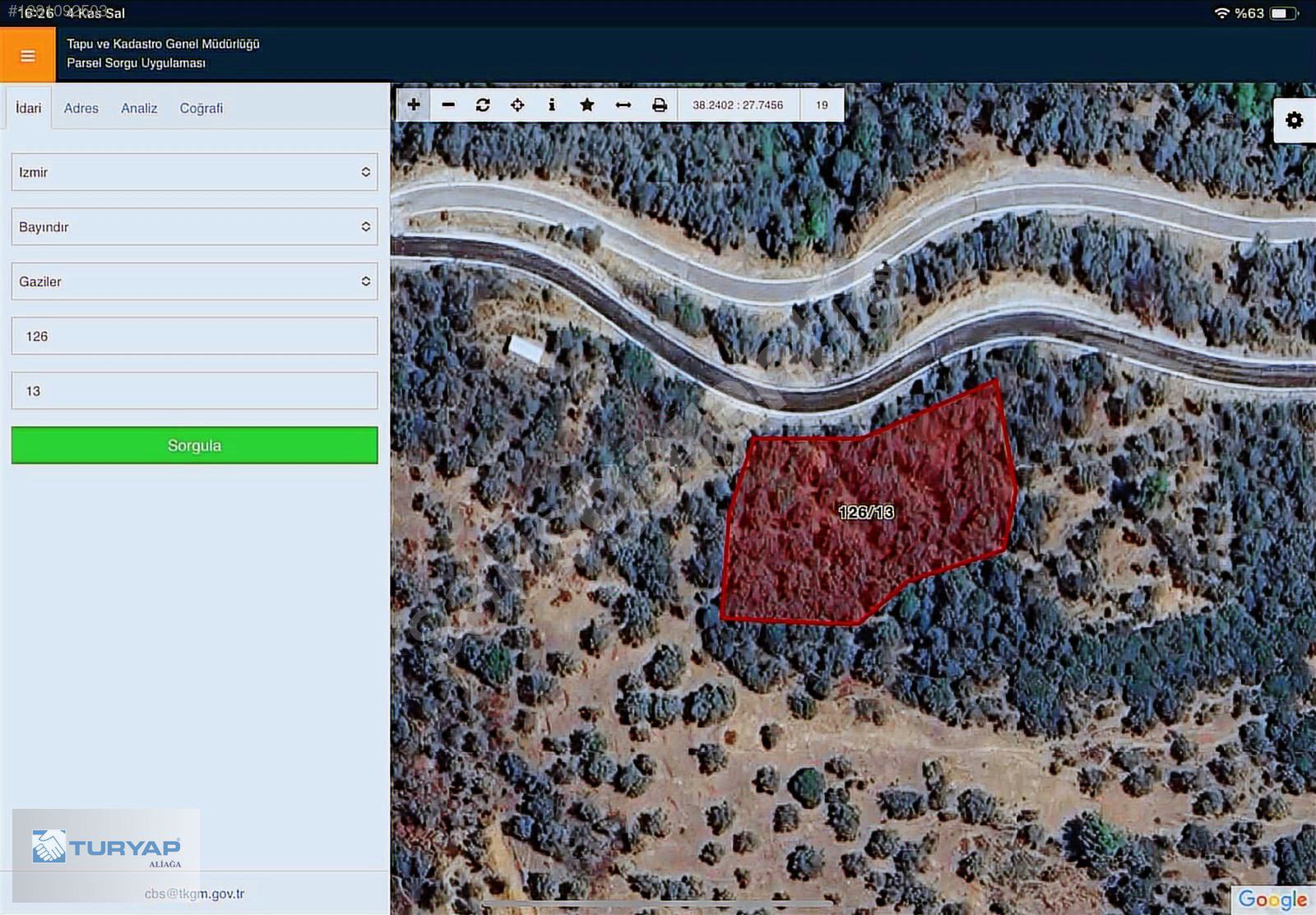 BAYINDIR GAZİLERDE YOLA CEPHELİ 2140 M2 ZEYTİNLİK