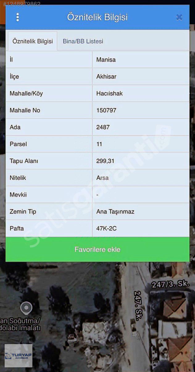 AKHİSAR SANAYİ SİTESİ'NDE KÖŞE KONUMDA 300 M2 SANAYİ İMARLI ARSA