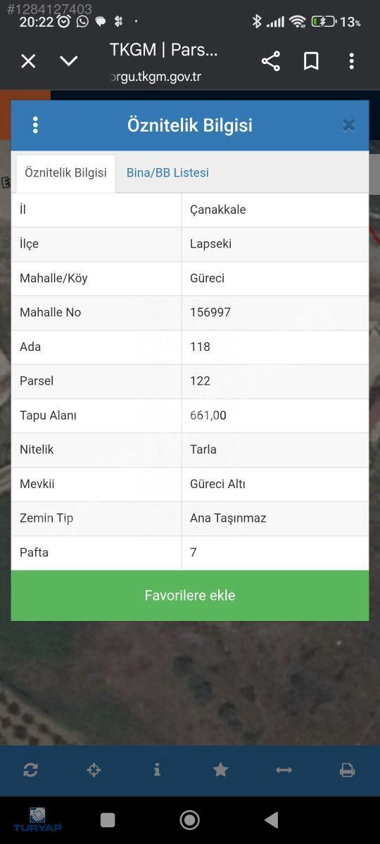 ÇANAKKALE LAPSEKİ GÜRECEALTİ MEVKİİNDE SATILIK ARSA