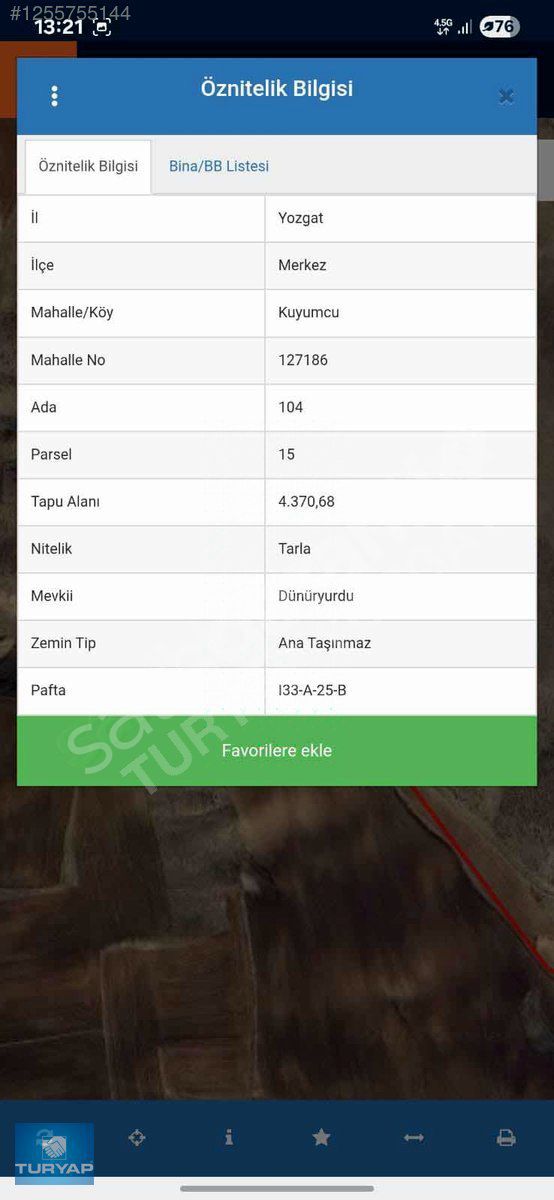 TURYAP EMLAKRAN SATILIK KUYUMCUDA TARLA