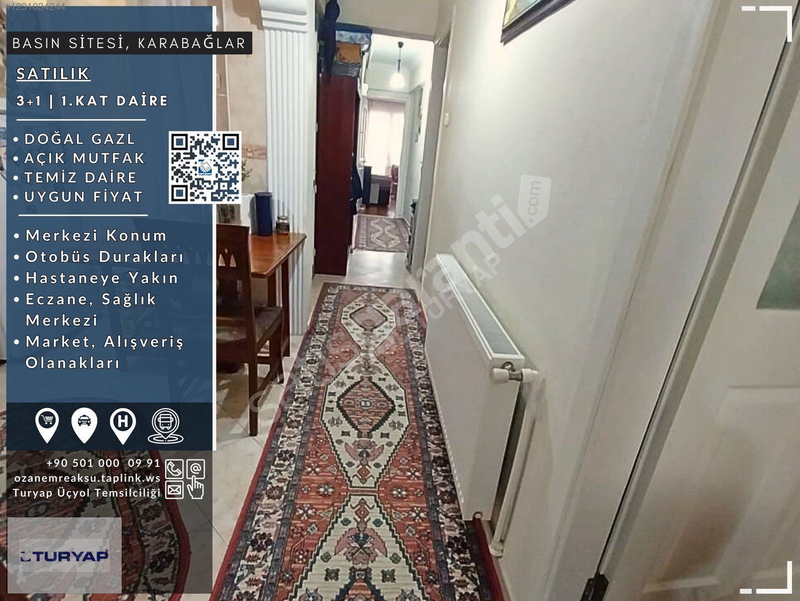 TURYAP | 3+1, DOĞAL GAZLI, HASTANE, BASIN SİTESİ | KARABAĞLAR