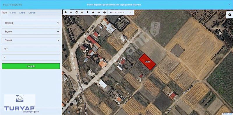 ERGENE ESENLERDE 804 M2 TEK TAPU ARSA