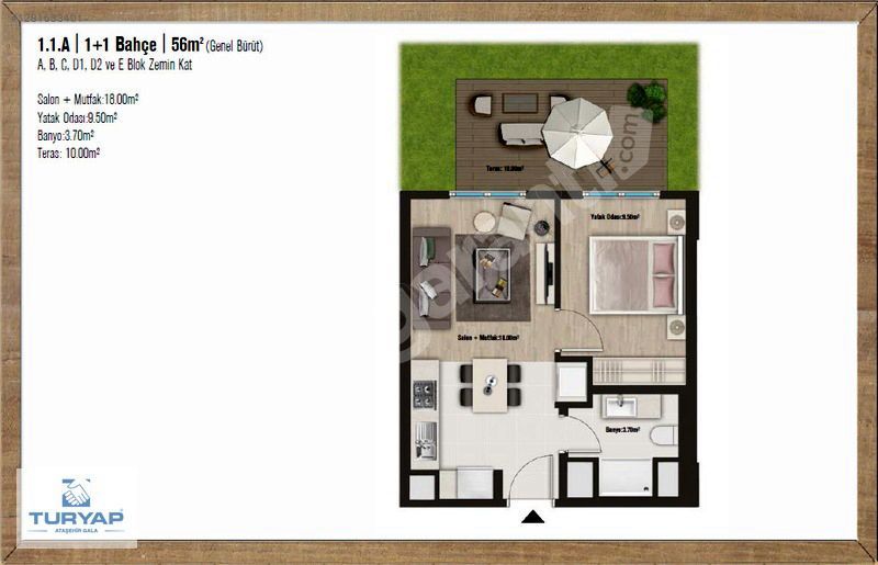 SURYAPI İDİLİA SATIŞ VE KİRALAMA OFİSİNDEN SATILIK 1+1 BAHÇE KAT