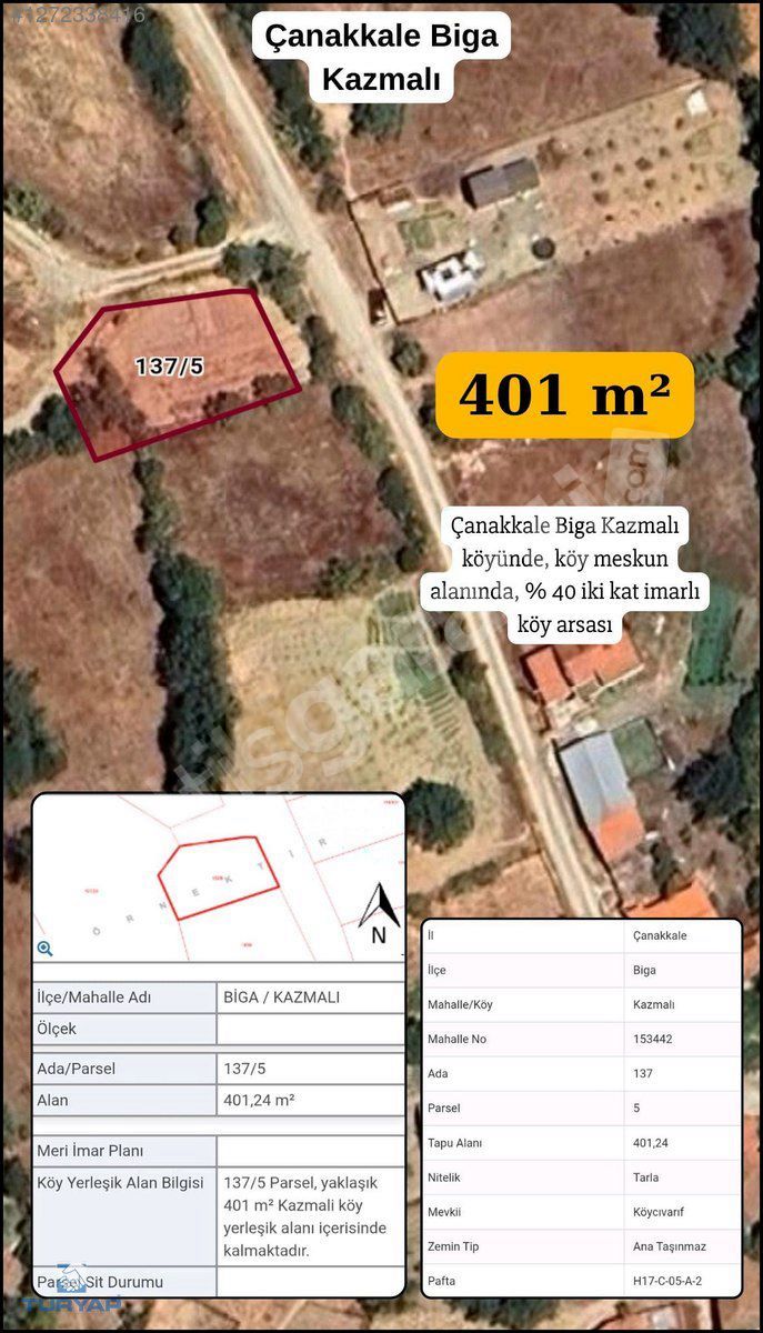BİGA KAZMALI'DA İMARLI ARSA