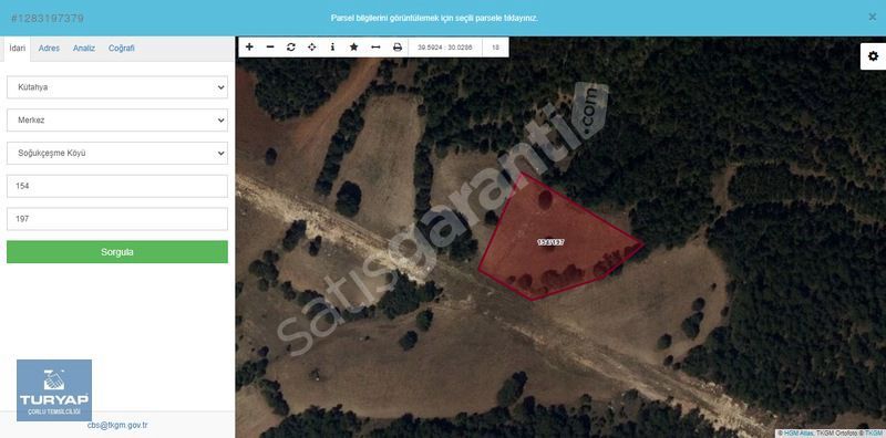 KÜTAHYA-MERKEZ-SOĞUKÇEŞME SATILIK 5.400m2 TARLA