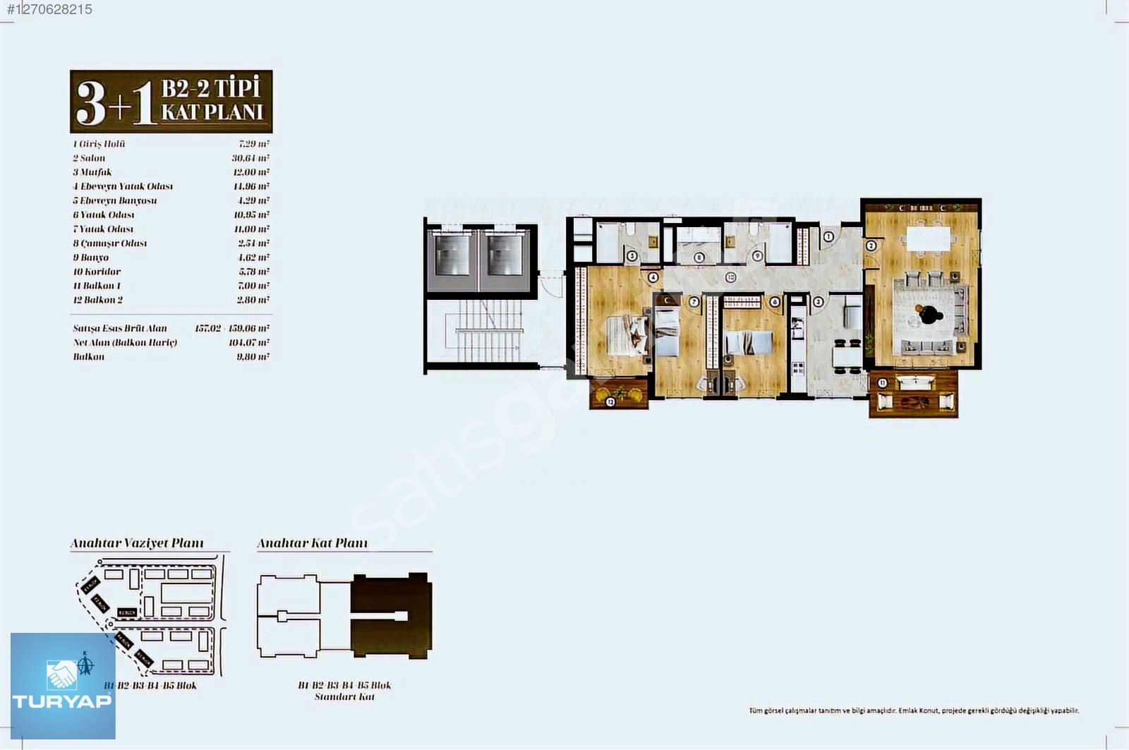 EMLAK KONUT ÇINARKÖY EVLERİNDE 3.KATTA SATILIK 3+1 DAİRE