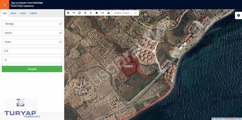 ŞARKÖY-KİRAZLI'da 5300m2 ZEYTİNLİK