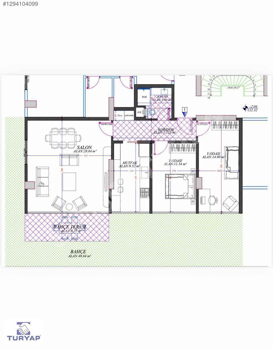 ACIBADEM CADDESİNE 3.BİNADA, PROJEDEN, 2+1 BAHÇE KATI