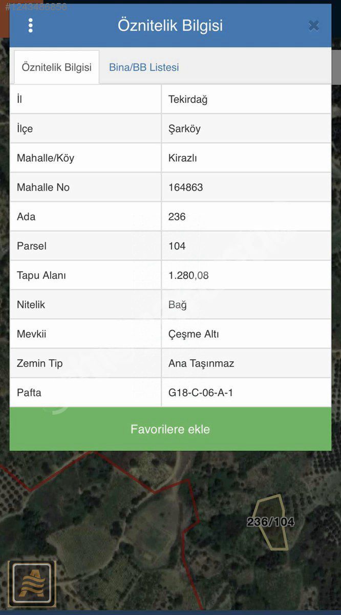 TEKİRDAĞ ŞARKKÖYDE KİRAZLI DENİZE 2 KM 1280 MKARE