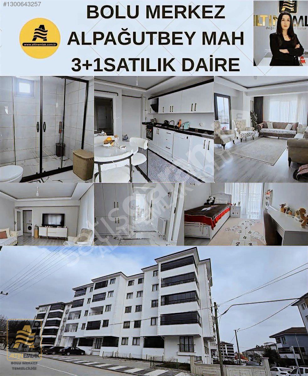 ALTIN EMLAK BOLU MERKEZ ALPAĞUTBEY MAH.3+1 SATILIK DAİRE