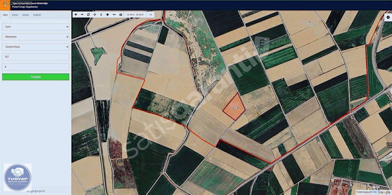 Turyap-İzmir Menemen Günerlide Satılık Yatırımlık Tarla