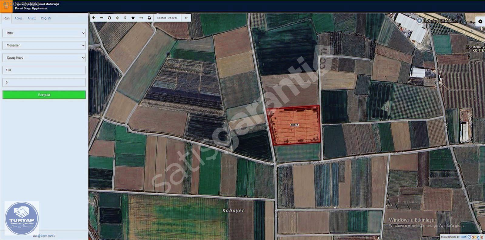 Turyap-İzmir Menemen Çavuşda Satılık Yatırımlık Tarla