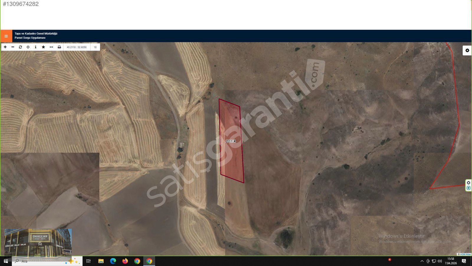 KUTUÖREN MAHALLESİNDE TEK TAPU 5591 M2 SATILIK SÜPER TARLA