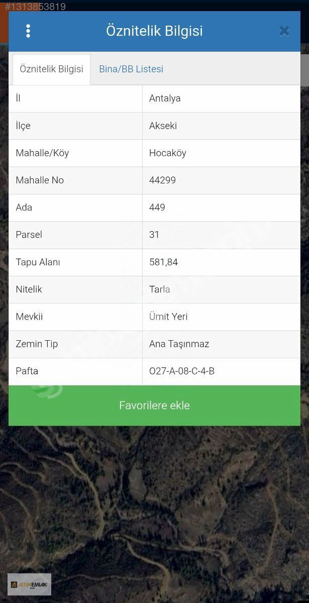 ANTALYA AKSEKİ HOCA KÖYDE SATILIK TARLA