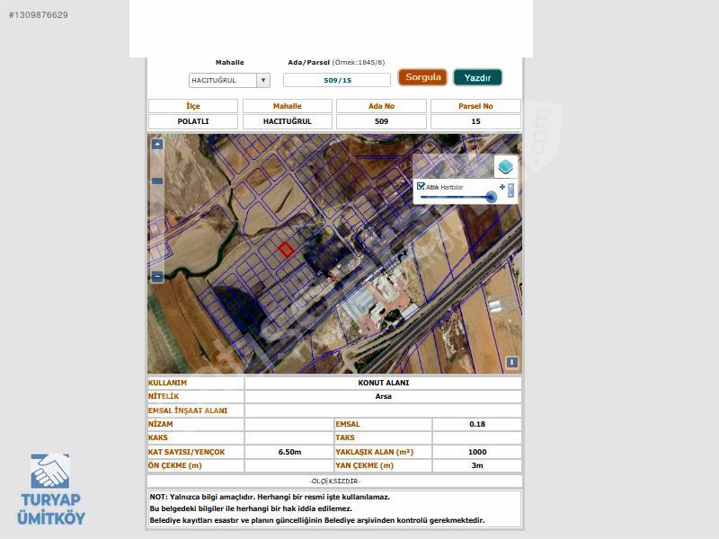 POLATLI HACITUĞRUL / VİLLA İMARLI / E90 YAKINI/1000 m² ÖZEL MÜLK