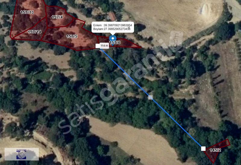 İMARA SADECE 114 METRE MESAFEDE, 127 m2 MÜSTAKİL PARSEL ARAZİ