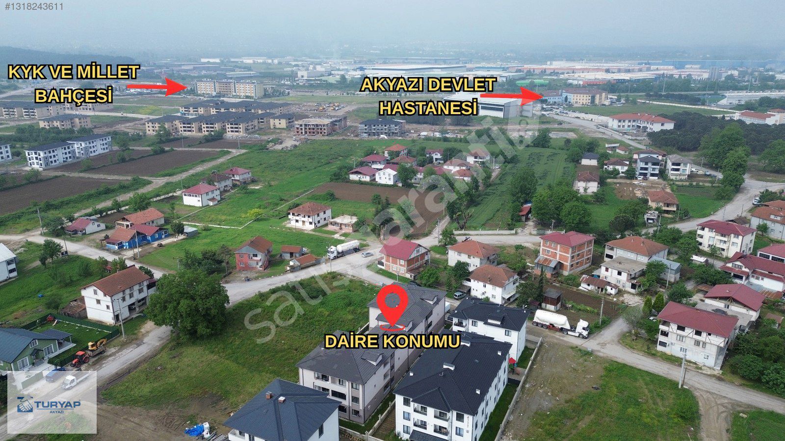 TURYAP AKYAZI'dan SATILIK EŞYALI KİRACILI ARA KAT 1+1 DAİRE